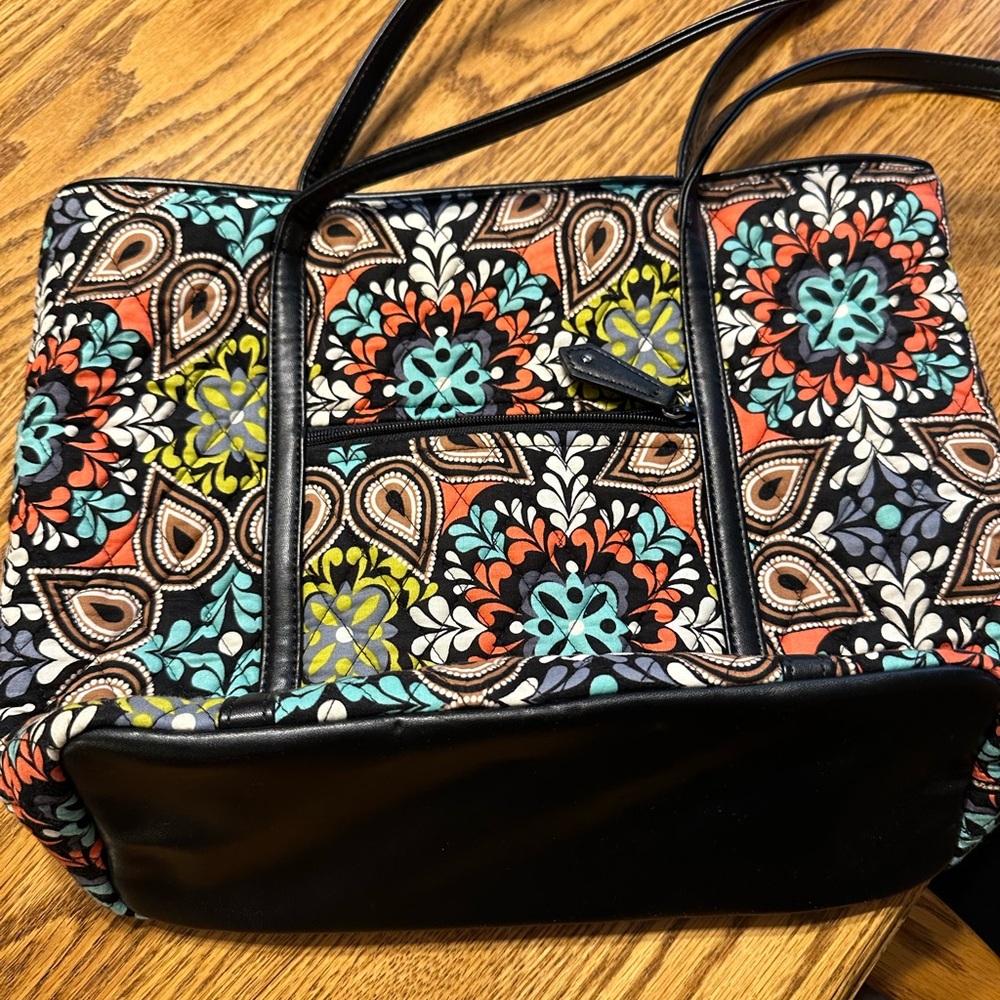 Vera Bradley Black and Multicolor Patterned Tote - Picture 2 of 3